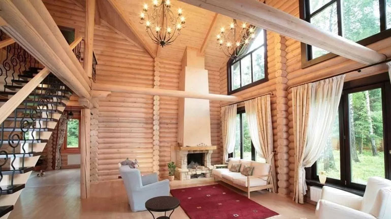 Интерьер деревянного дома в стиле  рустика